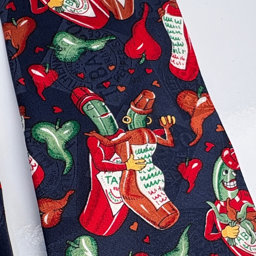 Tabasco Brand Dancing Bottles 100% Silk Men's Necktie - Picture 3 of 6